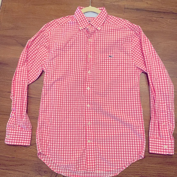 Vineyard Vines Classic Fit Tucker Shirt- Pink and white checked button down - Picture 1 of 3